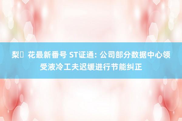 梨々花最新番号 ST证通: 公司部分数据中心领受液冷工夫迟缓进行节能纠正