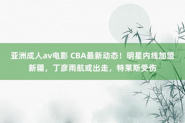 亚洲成人av电影 CBA最新动态!明星内线加盟新疆,丁彦雨航或出走,特莱斯受伤