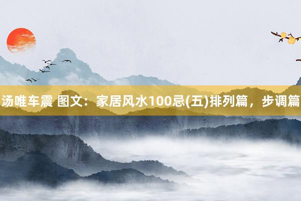 汤唯车震 图文：家居风水100忌(五)排列篇，步调篇