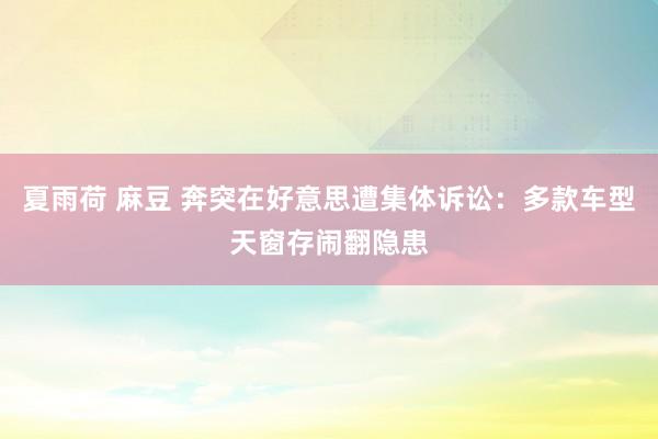 夏雨荷 麻豆 奔突在好意思遭集体诉讼:多款车型天窗存闹翻隐患