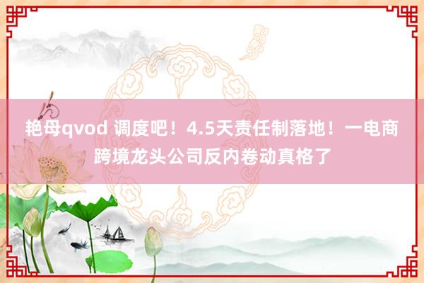 艳母qvod 调度吧!4.5天责任制落地!一电商跨境龙头公司反内卷动真格了