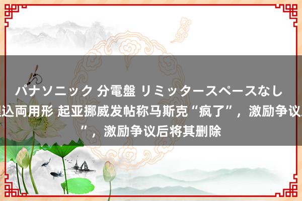 パナソニック 分電盤 リミッタースペースなし 露出・半埋込両用形 起亚挪威发帖称马斯克“疯了”,激励争议后将其删除